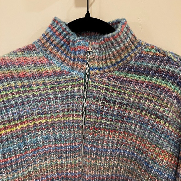 TOPSHOP knitted multi color zip up sweater cardigan size medium - Picture 8 of 9